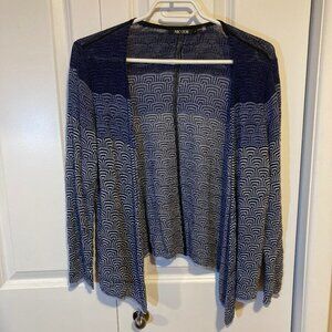 #106, Nic and Zoe Navy Blue Lightweight Open Waterfall Cardigan, Size Large